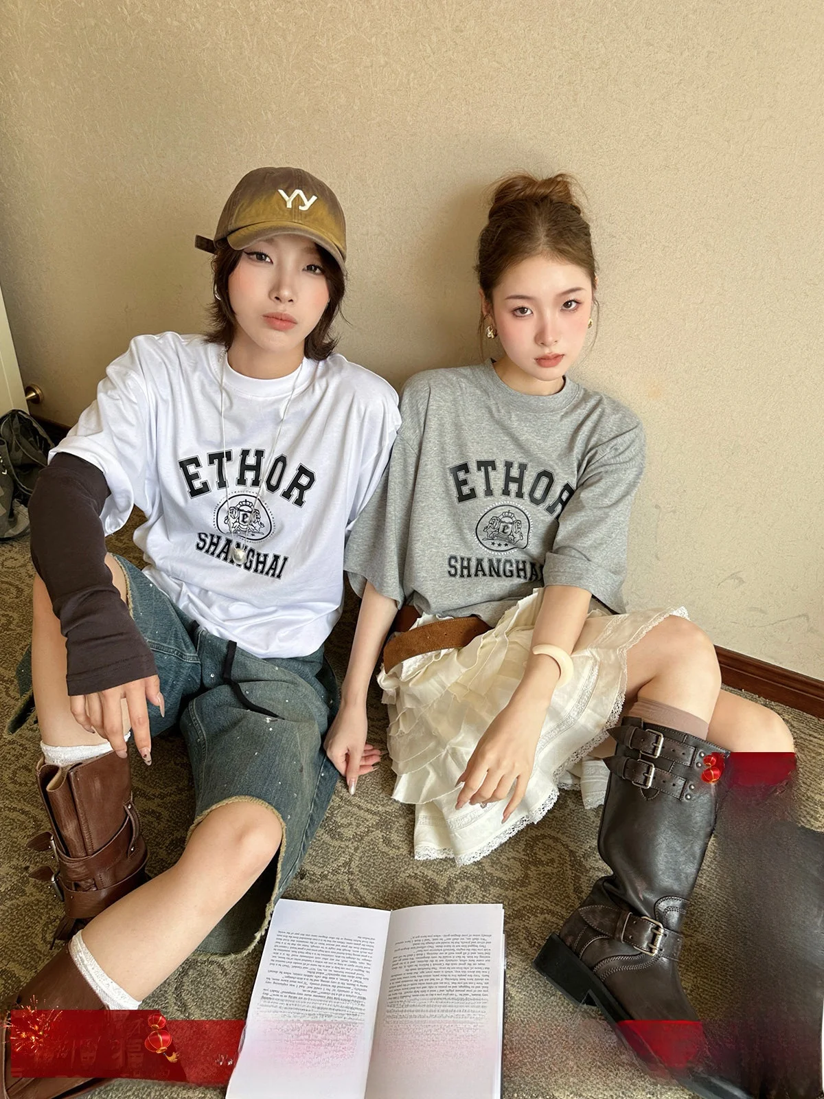 

Brand ETHOR ort Sve T-irt with Logo Rhinestone Handmade op Women's Cotton round Ne Regular Fit T-irt