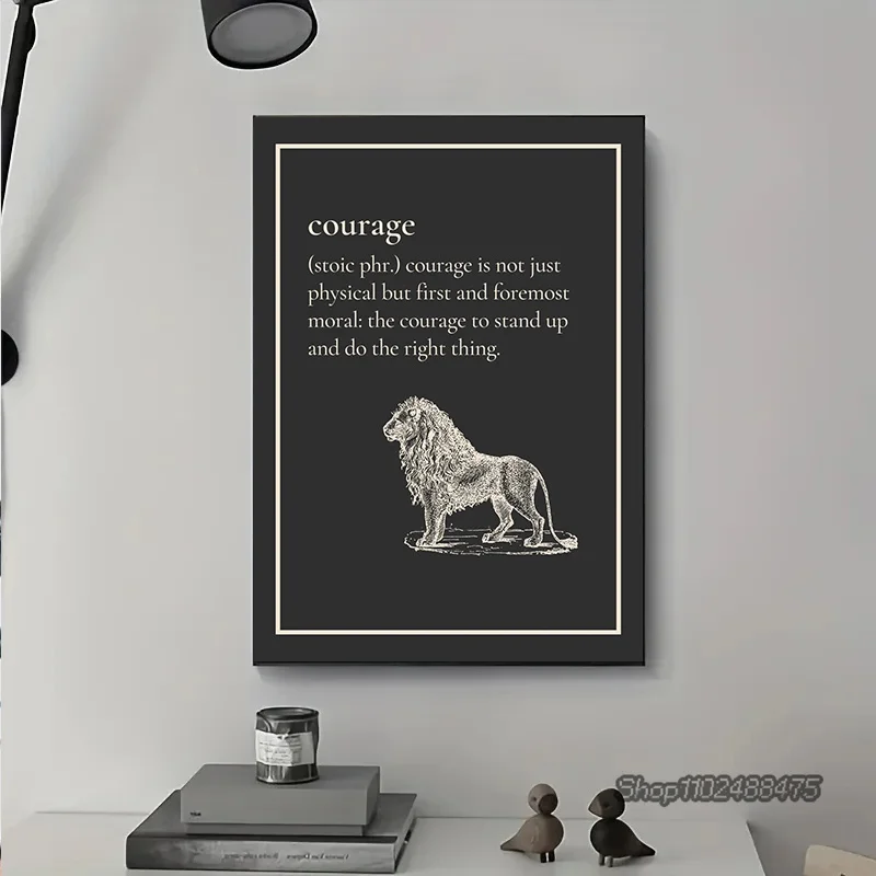 تحفيزية إقتباس طباعة قماش اللوحة لغرفة المكتب ، ديكور المنزل ، غرفة ملصق ، الشجاعة ، العدالة ، الحكمة ، الفضيلة ، الفضيلة ، البومة ، التحفيزية #3