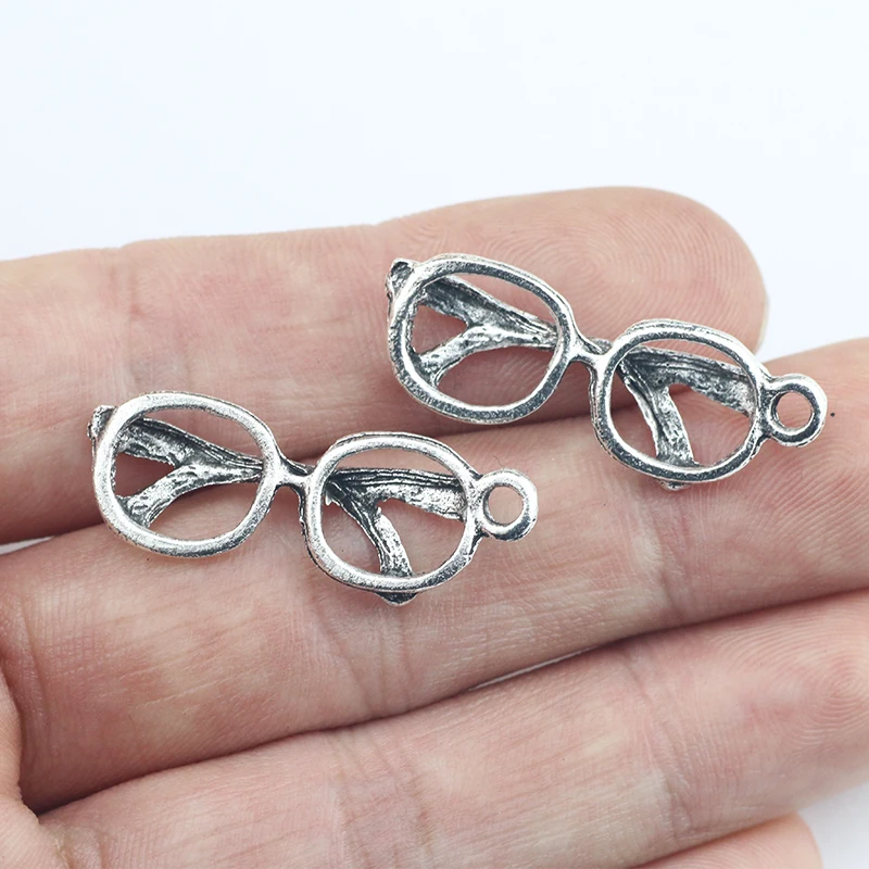 10Pcs 12*32mm Antique Silver Color Glasses Charms Unique Necklace Keychain Vintage Pendant For DIY Jewelry Making Wholesale