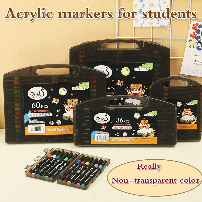 Juego de rotuladores acrílicos de 80/12 colores, bolígrafos apilables de papel de secado rápido para niños, suministros de pintura artística de Manga, accesorios escolares
