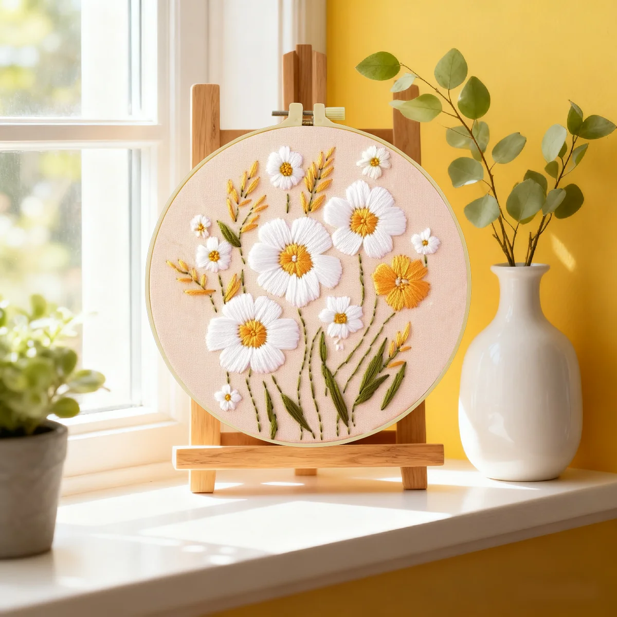 1 Stück 20X20CM/15X15CM 7,87/6,3 Zoll Blumen-Stickerei-Starter-Kit DIY-Kit DIY-Stickerei-Set Handarbeiten Heimdekoration Malerei – Detail 1