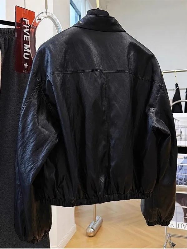 Plus Size 300 Pou American Retro Long Sve Couro Jaet Homens Mulheres Outono Solto Casual Motocicleta Couro Jaet Na moda...