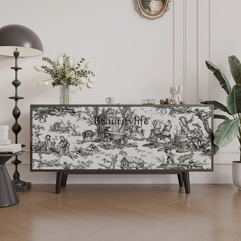 

LXFrench medieval creative storage locker modern simple solid wood living room home TV cabinetSSS