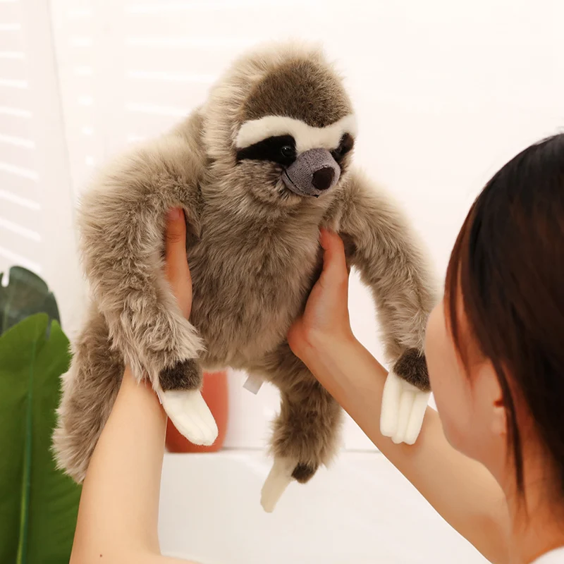 Jouet en peluche de Noël à trois doigts, animaux câlins, mignons, réalistes, paresseux, créatures douces, cadeaux d'anniversaire, beurre