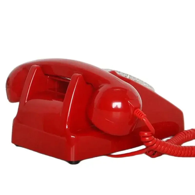 Vintage Style Corded Phone Landline Phone Retro Old Fashioned Rotary Dial Home Telephone with Mechanical & Electronic Ringtone