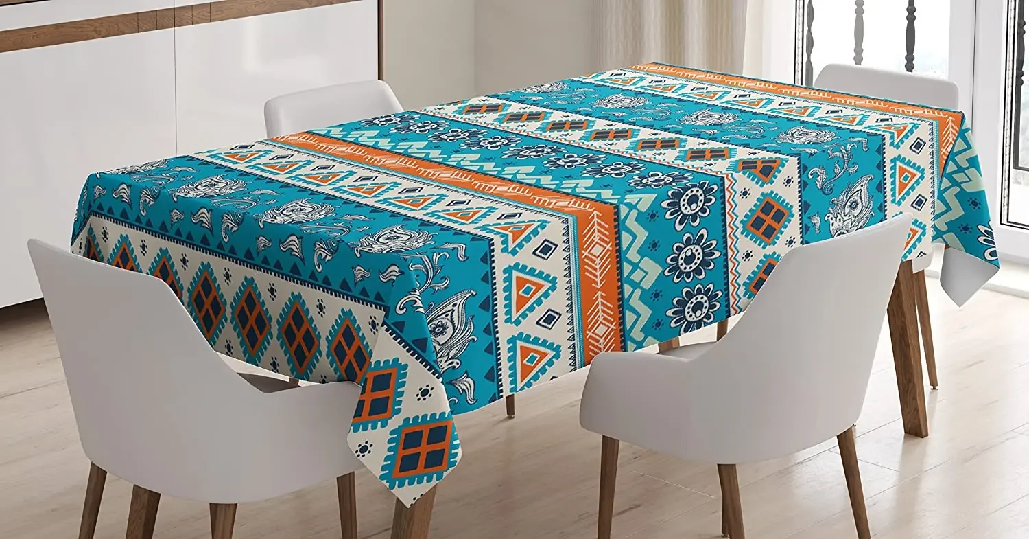 Print with Persian Tulips Floral Spring Season Bohemian Art Dining Room Kitchen Custom Table Cover