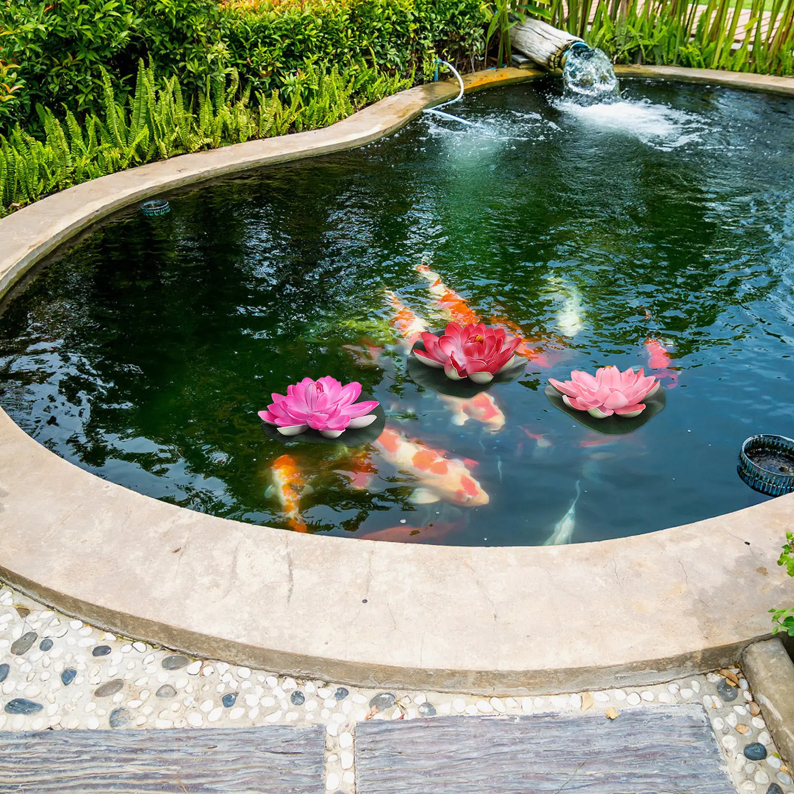 

3Pcs Artificial Lotus Flowers Lily Pads Realistic Floating Pond Decoration Outdoor Indoor Garden Water Lily Floral Set