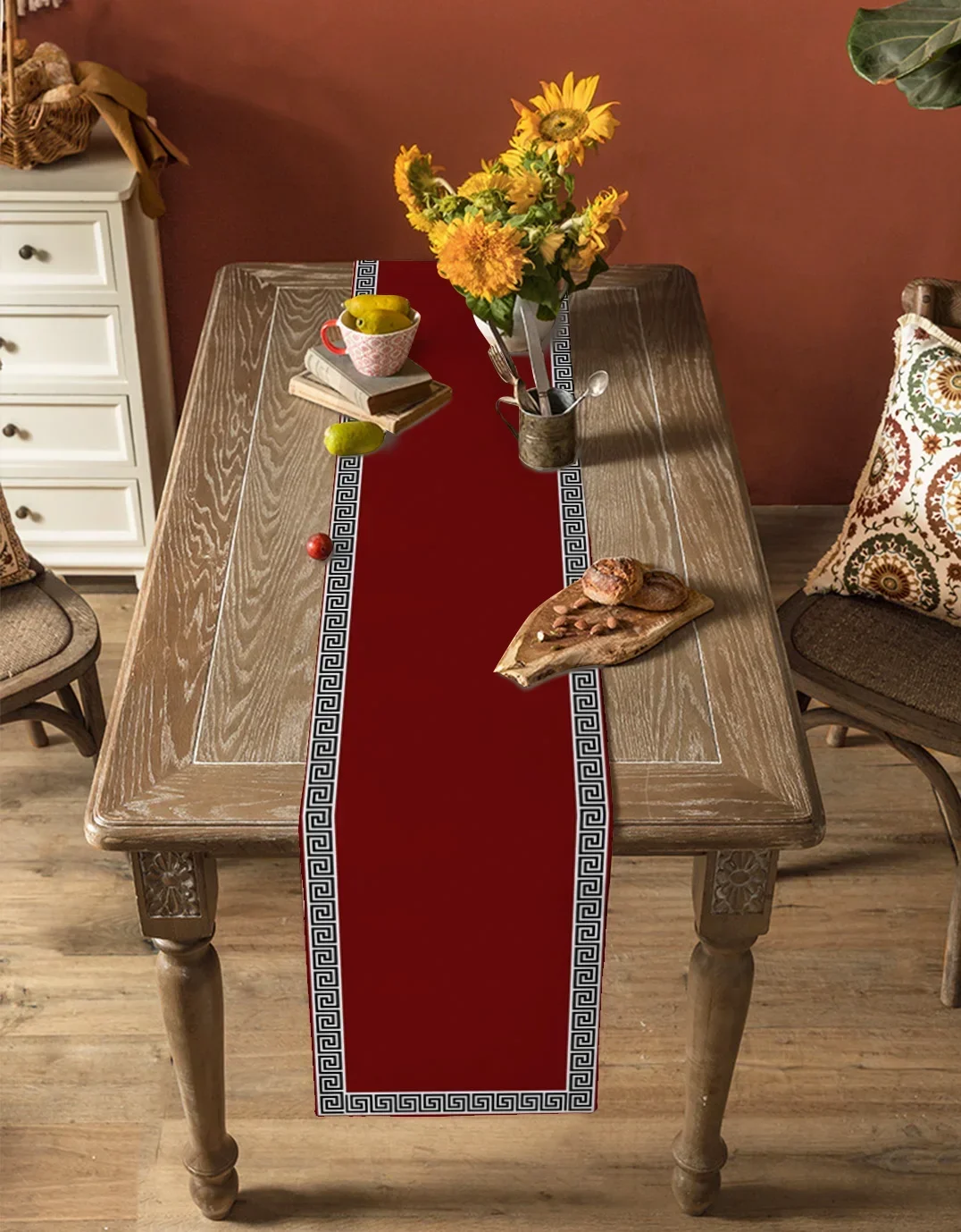 Red Simple Chinese Pattern Table Runner Decoration Home Decor Dinner Table Decoration Table Decor