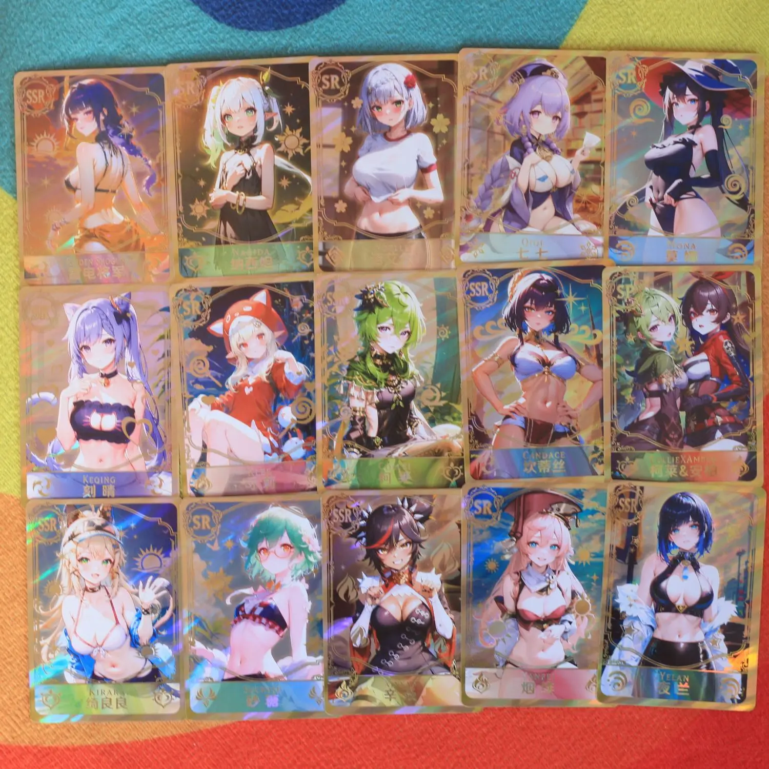 1Box/55pcs Genshin Impact 2 bombs Goddess Swimwear Card part 1 Full glitter plus hot stamping beautiful girl collection card Toy