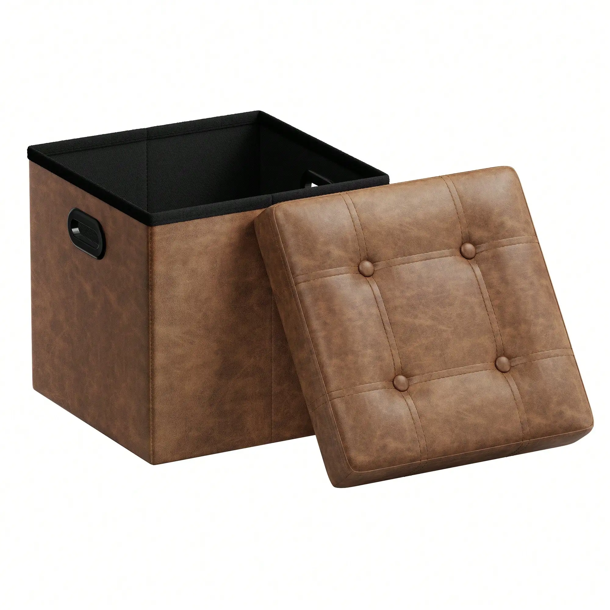 

15 Inches Folding Storage Ottoman, Cube Footrest, Puppy Step, Coffee Table With Hole Handles, Max. Static Load 660 Lb,