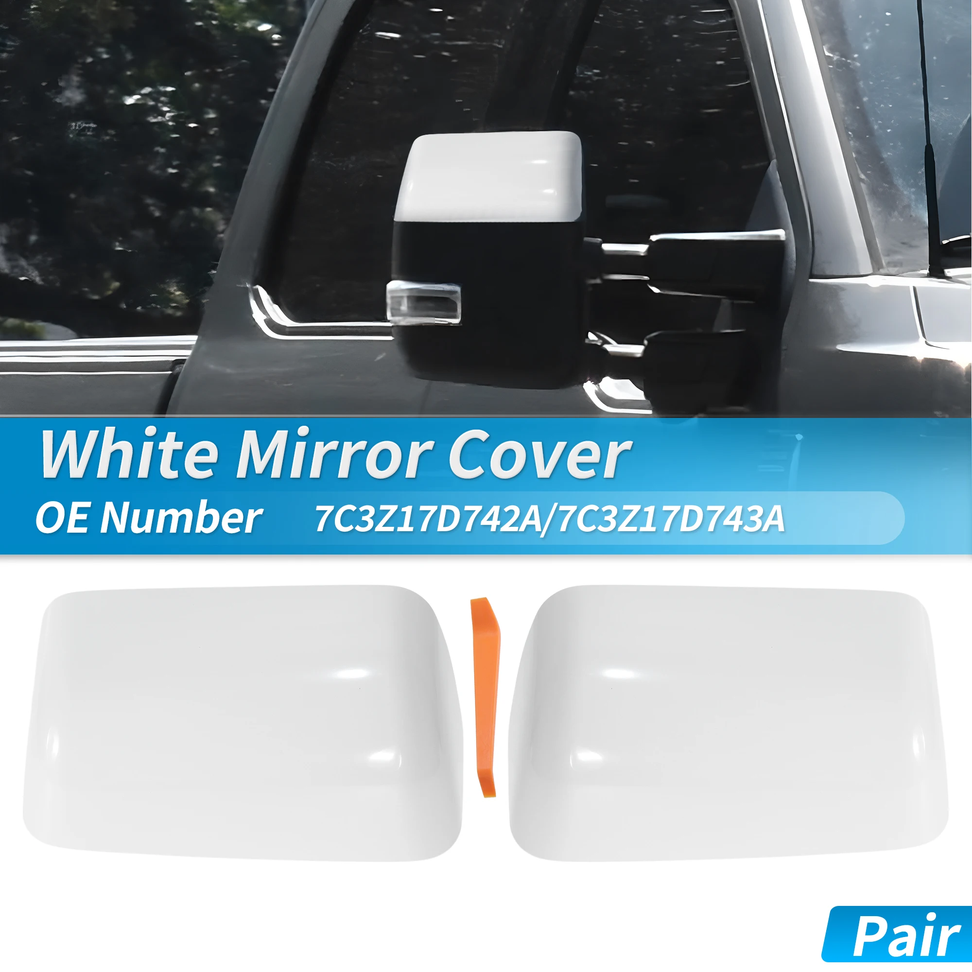 

UXCELL 2 шт. белая верхняя крышка зеркала половинной двери для Ford F250 F350 Super Duty 2008-16