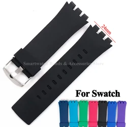 Watch Band for SWATCH TOUCH SURB100 SURW100 24mm Soft Silicone Bracelet Waterproof Replacement Men Wrist Band Watch Accessories