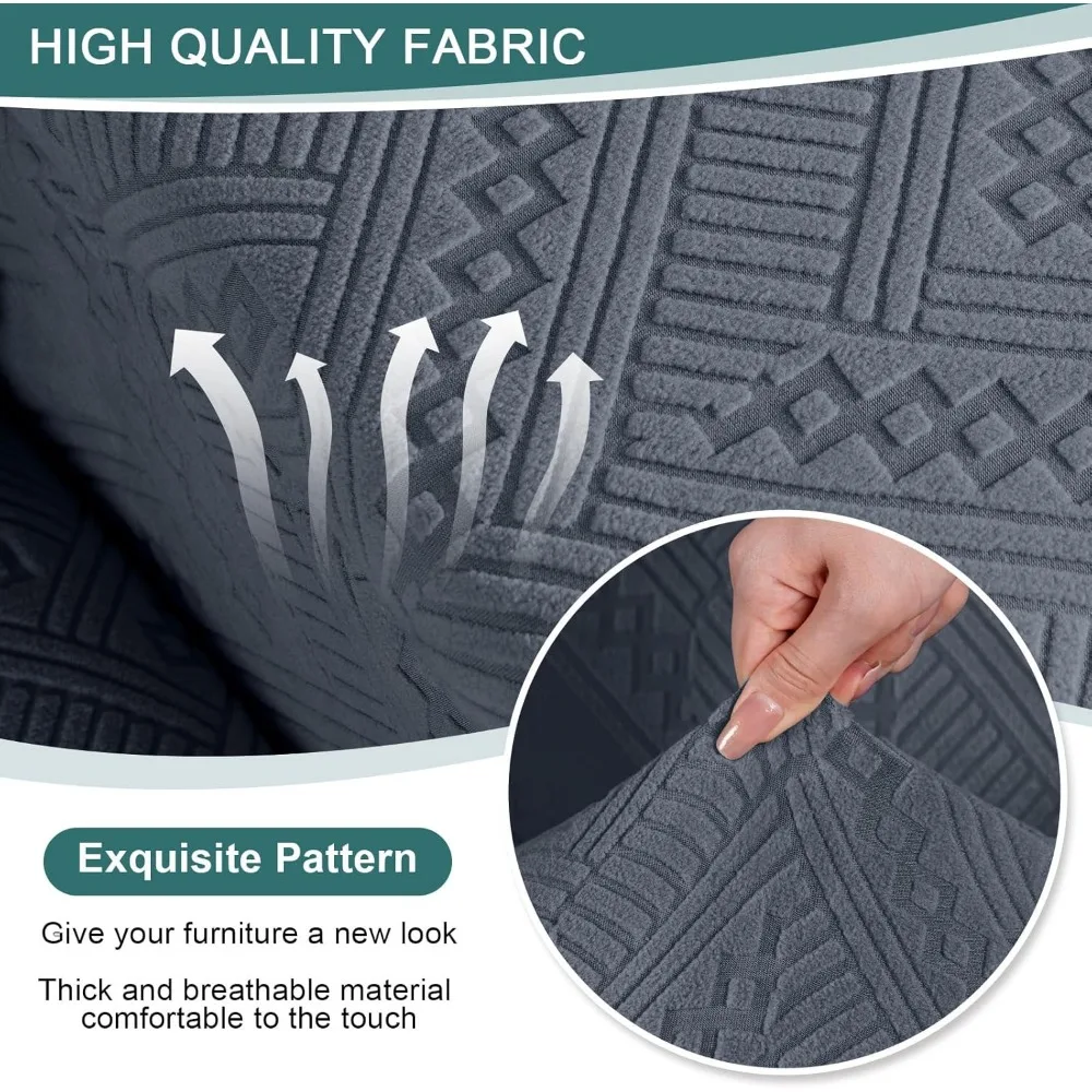 أغطية أريكة كرسي مكونة من 4 قطع مع جيوب، أغطية كرسي جاكار لوفيسيت، أغطية أريكة قابلة للتمدد للأرائك المستلقة