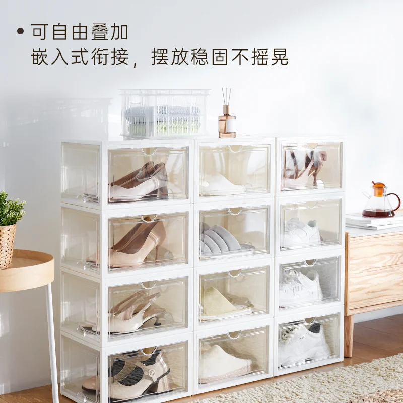 Custom.Tenma Multi-Door Shoe Box Home Shoe Rack Stackable Storage Entryway High Heels Sneakers Shoe Cabinet