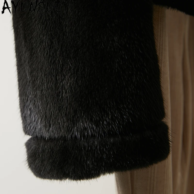 AYUNSUE 천연 밍크 모피 자켓 여성 2025 겨울 우아한 리얼 모피 자켓 여성 의류 전체 밍크 자켓 Abrigo Mujer