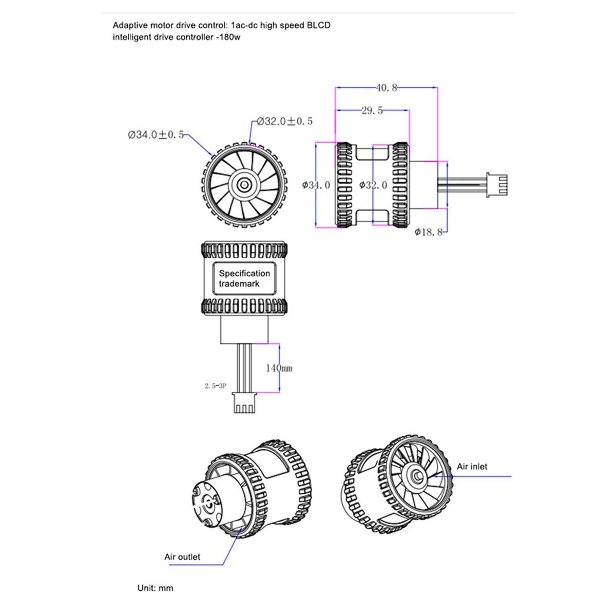 Motor BLDC trifásico de alta velocidad, sin escobillas, con controlador de 3 etapas, Motor eléctrico de 110000Rpm para (C), 2 uds.
