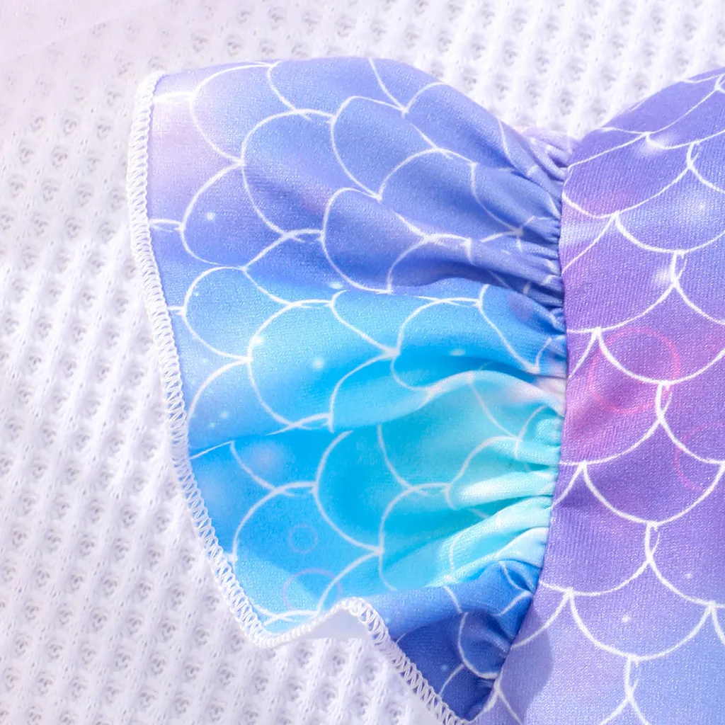 Sukienka dla dzieci Dziewczynka Ubrania z krótkim rękawem 3 4 5 6 7Y Letnia moda Casual Cute Mermaid Beaches Party Fioletowe sukienki z siateczki dla dziewczynek — zdjęcie 6
