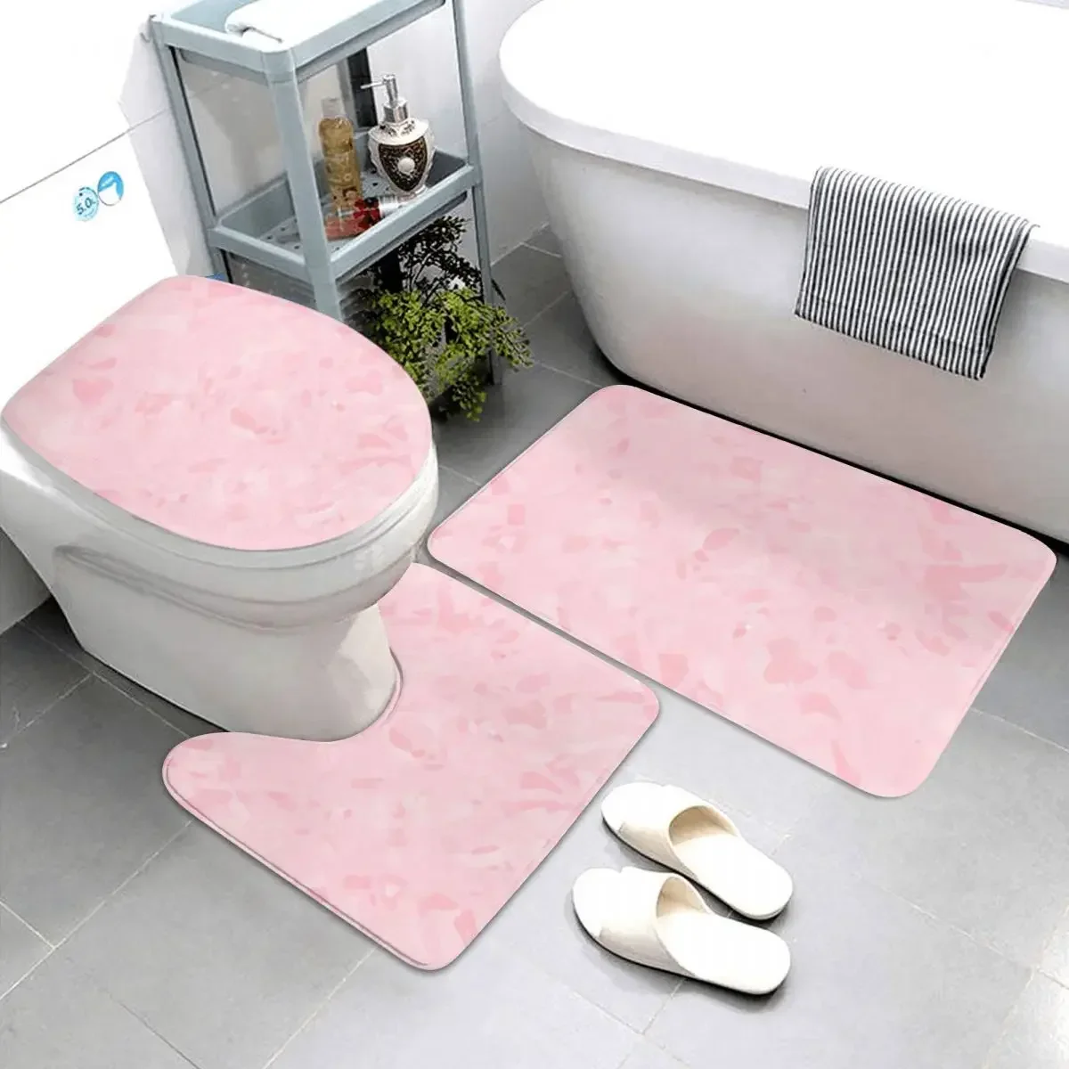 DIY customized flannel anti slip carpet three piece set with water absorption anti slip easy to maintain home decoration