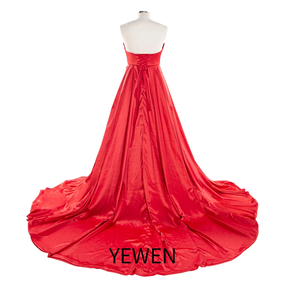 Red Maternity Gown for Photo Shoot Baby Shower Dress for Photoshoot with Long Train YW240039