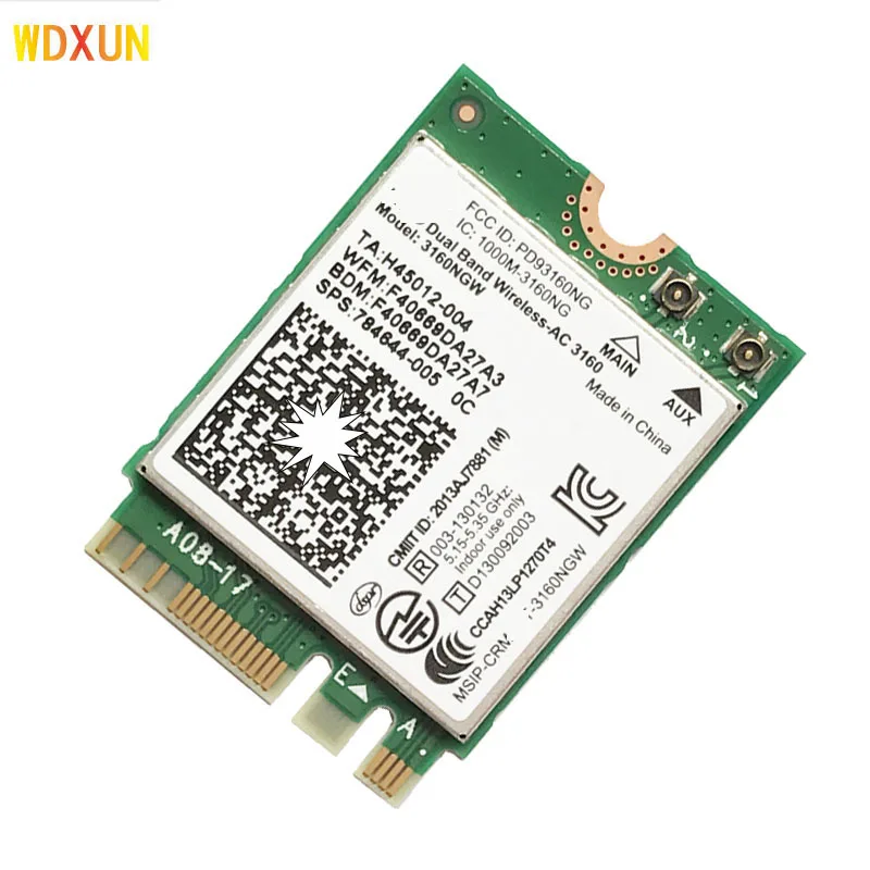 무선-ac 3160 3160ngw AC3160 3160AC 무선 듀얼 밴드 802.11AC 블루투스 4.0 ngff wifi 카드