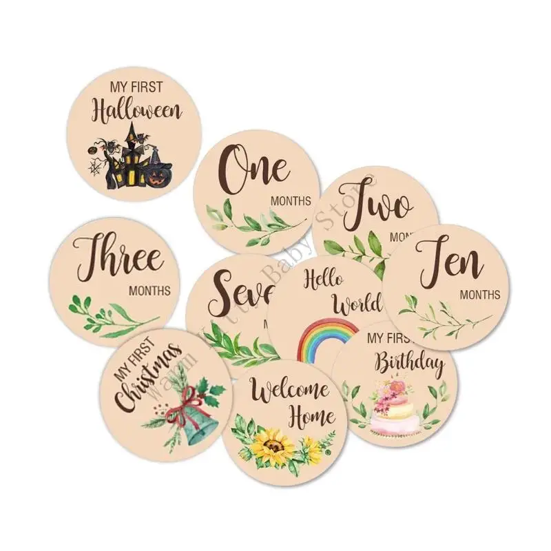 

1 Set Natural Wooden Baby Milestone Cards Growth Monthly Recording Photo Cards Newborn Birth Keepsake Photography Props