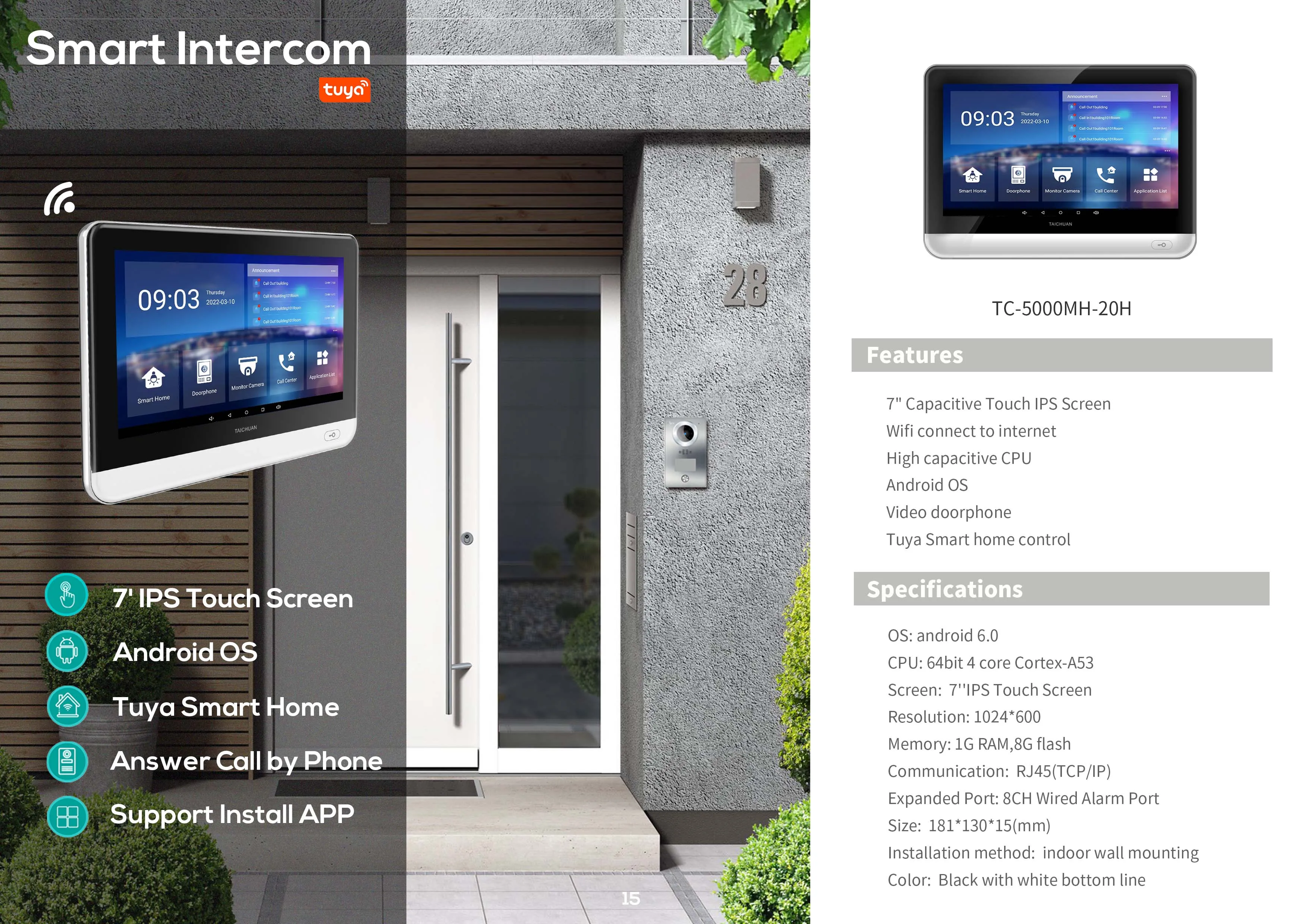 Hot Sale 4 Family Video Intercom IP65 Flush Mounted Tuya Smart App Apartment Building Door Bell System For Villa Door Phone