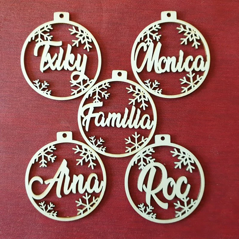 Custom Names Wooden Ornament, Christmas Tree Hanging Tags, Xmas Tree Decoration Gift