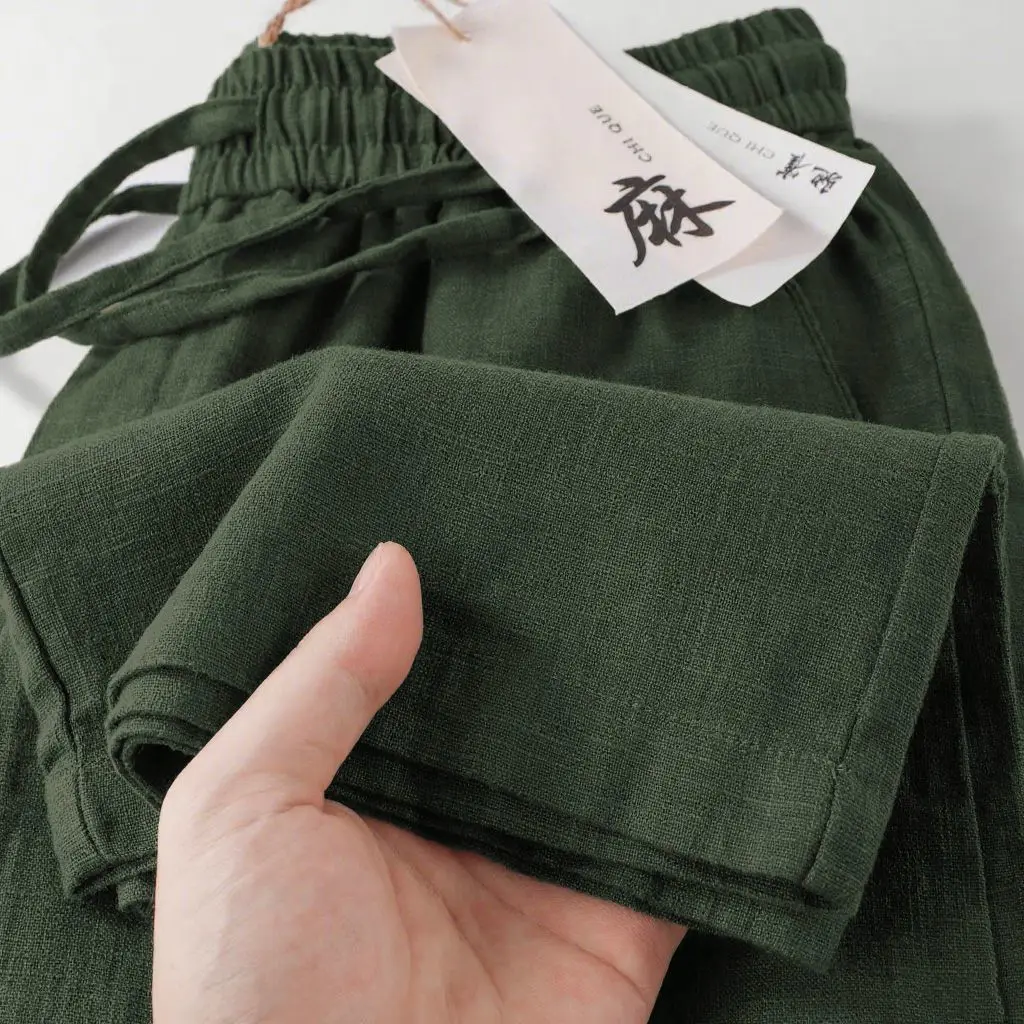 

Льняные хлопковые повседневные брюки в стиле ретро для мужчин и женщин, летние, новые, свободного прямого кроя