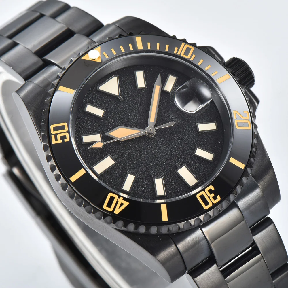 New Arrival 40mm CHINA NH35 Luxury Fashion Men's Automatic Watch, 50M Waterproof Screw-Down Crown Stainless Steel Date Display