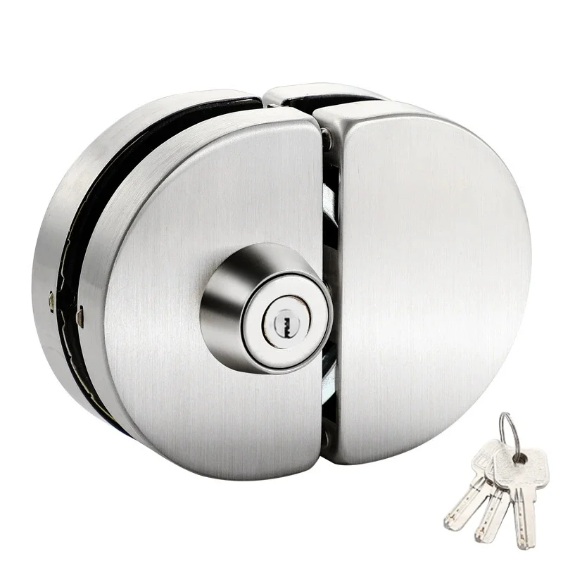 10-12mm Glass Swing Push Sliding Door Lock With 3 Keys Toughened Glass Door Lock Double Door Semicircle Hook Lock