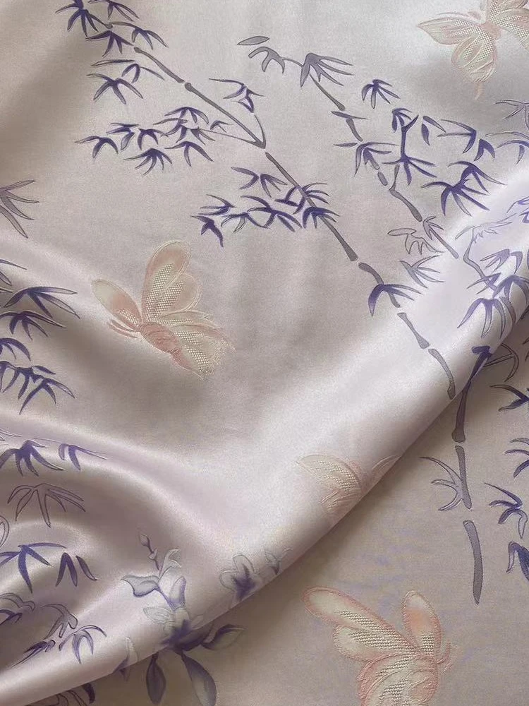 Jacquard Real Silk Interwoven Fabric Cheongsam Hanfu Chinese Style Clothing Cloth