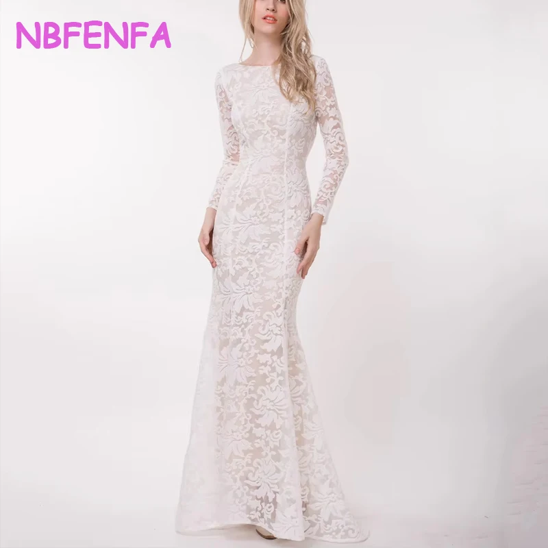 Luxo applique francês rendas vestidos de casamento para noiva sem costas longo baile de formatura festa à noite sereia vestido feminino formal