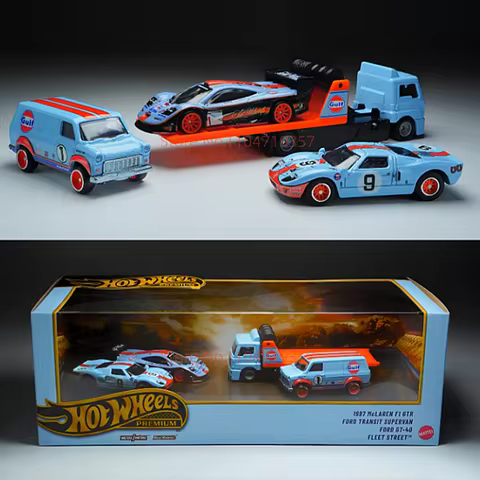 Hot Wheels Le Mans Garage Gulf Oil Livery Series Gmh39 Mclaren F1 Ford Gt40 1:64 Vintage Racing Collection Car Model Toys Gifts