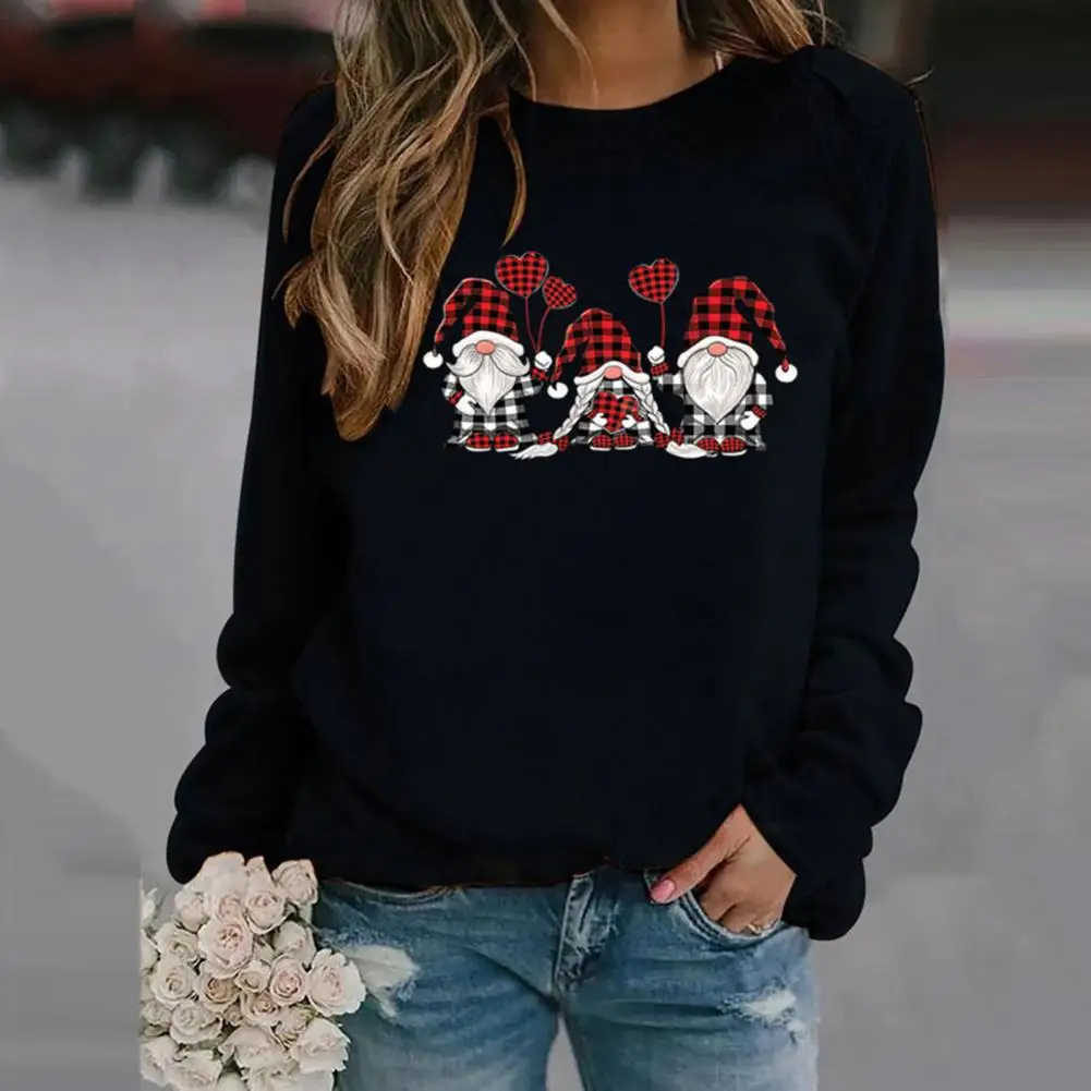 Classic Sweatshirt Jumper Lightweight Women Sweatshirt Stretchy Cozy Christmas Print Pullover Sweatshirt