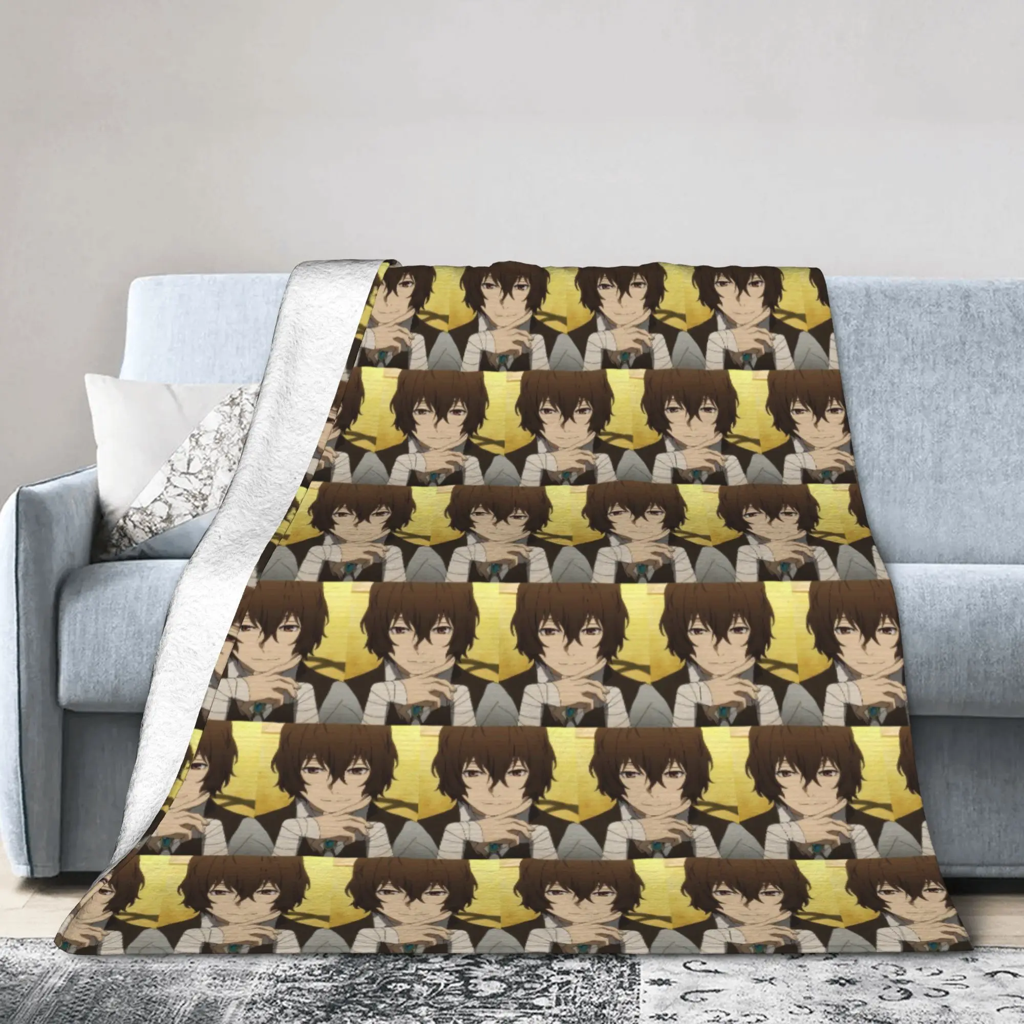 Dazai Bungo Stray Dogs Blankets Flannel Print  Breathable Super Warm Throw Blanket for Bed Couch Bedding Throws
