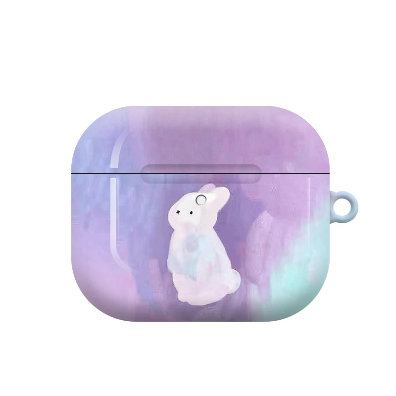 

Korean Purple Dreamy Rabbit Earphone Protective Case for AirPods 1 2 3 Pro 2rd Soft Anti-fall Protect Cover with Lovely Pendant