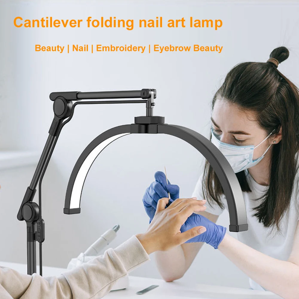 

Foldable Half Moon Beauty Nail Light Dimming Mild Eye Care Makeup Light Eyelashes Tattoo Countertop Light Beauty Health Light