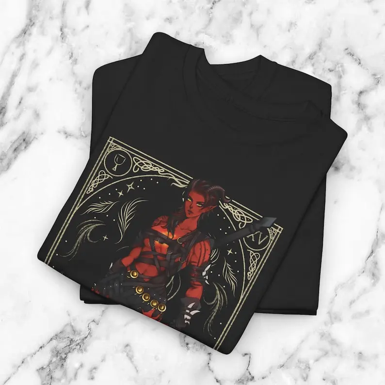 Baldurs Gate 3 Karlach Tarot Card Tee Gamer Unisex Shirt D&D Fan Gift Baldurs Gate Video Game Apparel RPG Player Shirt