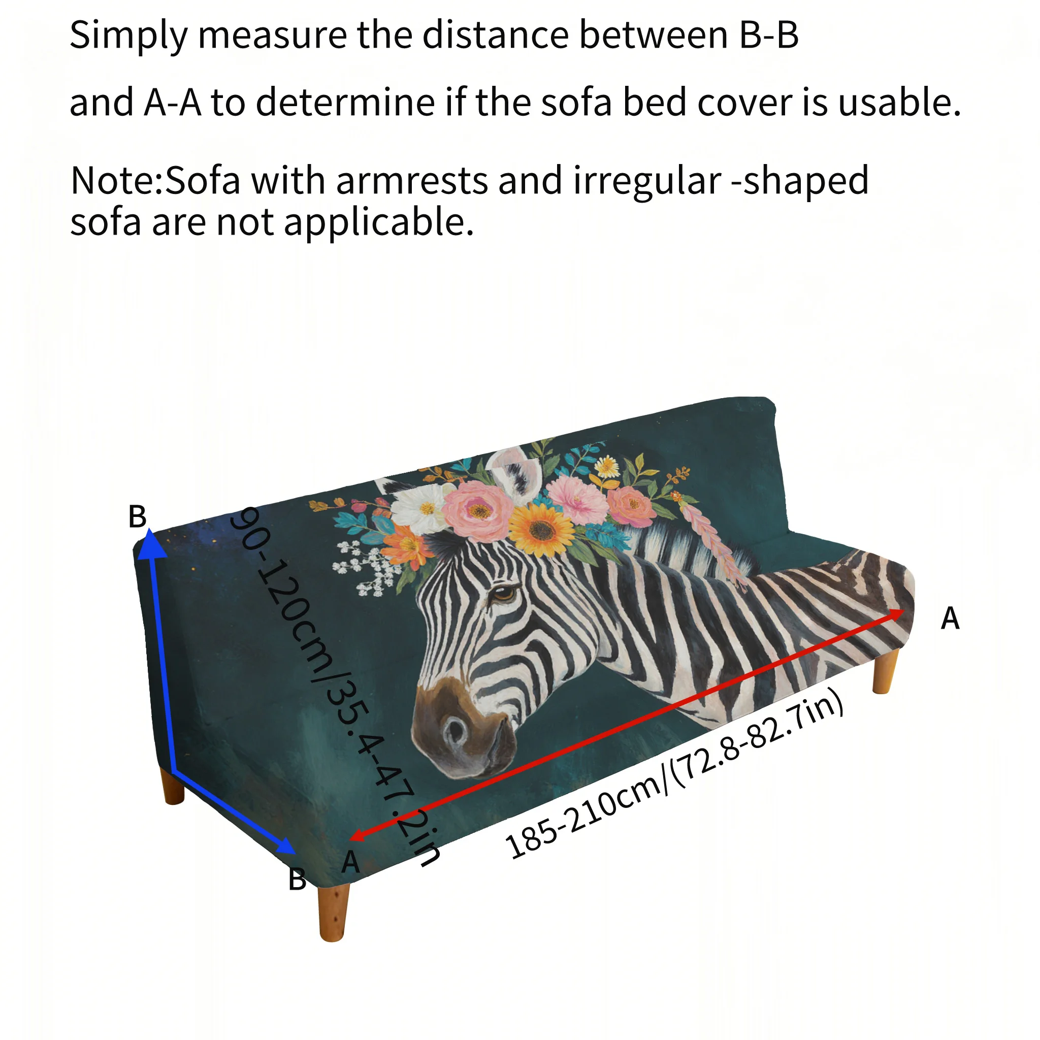 Garland zebra print elastic sofa bed cover, living room sofa bed cover, dustproof machine washable sofa bed cover