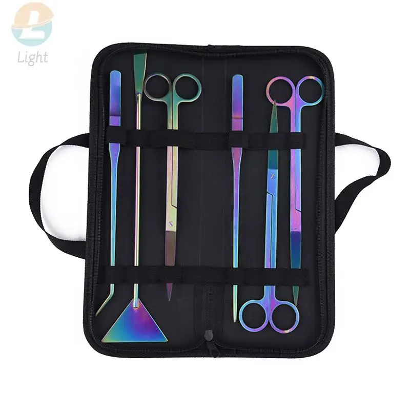 Aquarium Tools Set Stainless Steel Aquarium Tank Aquatic Plant Tool Kits Scissors Shovel Water Plants Grass Cleaning Tools Bag