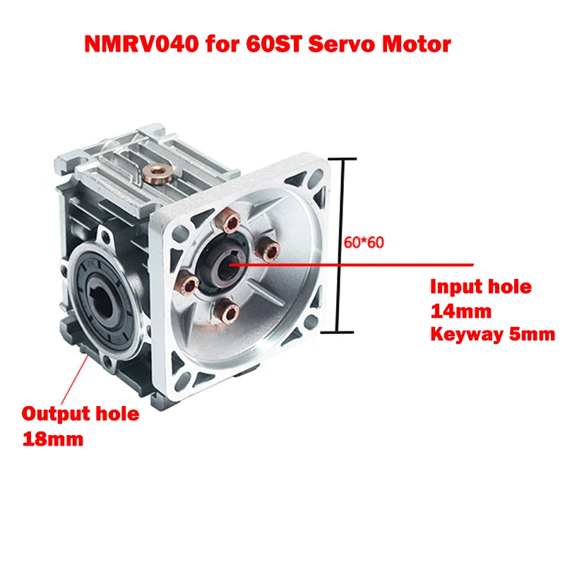 Worm Gearbox NMRV040 NMRV050 Reducer Gear Ratio 5:1-100:1 Output 18mm 25mm Shaft Reducer Suitable For Nema34, 60ST, 80ST Servo