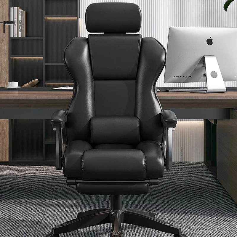 Black Fancy Office Chairs Ergonomic Swivel Leather Comfy Office Chairs Computer Chaise Lounge Cadeiras De Escritorio Furniture