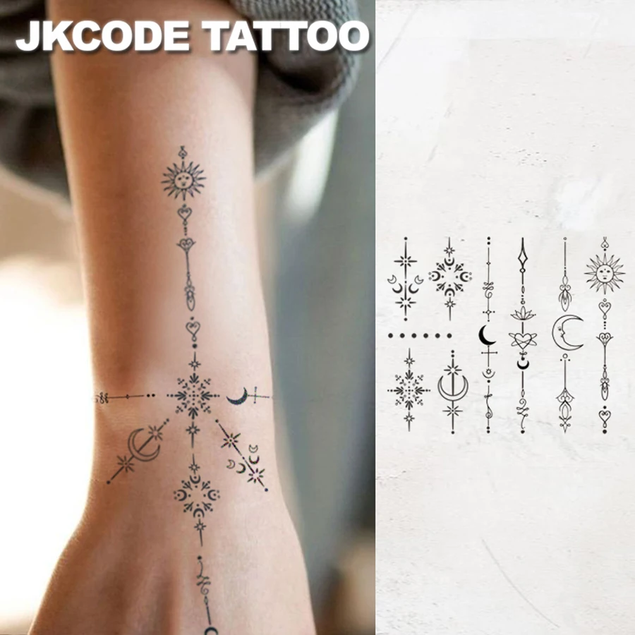 8 Hojas De Tatuajes Temporales De Estrellas Y Lunas – Duración De 2 Semanas, Impermeables Y Resistente Al Sudor, Diseños De Estilo Boho