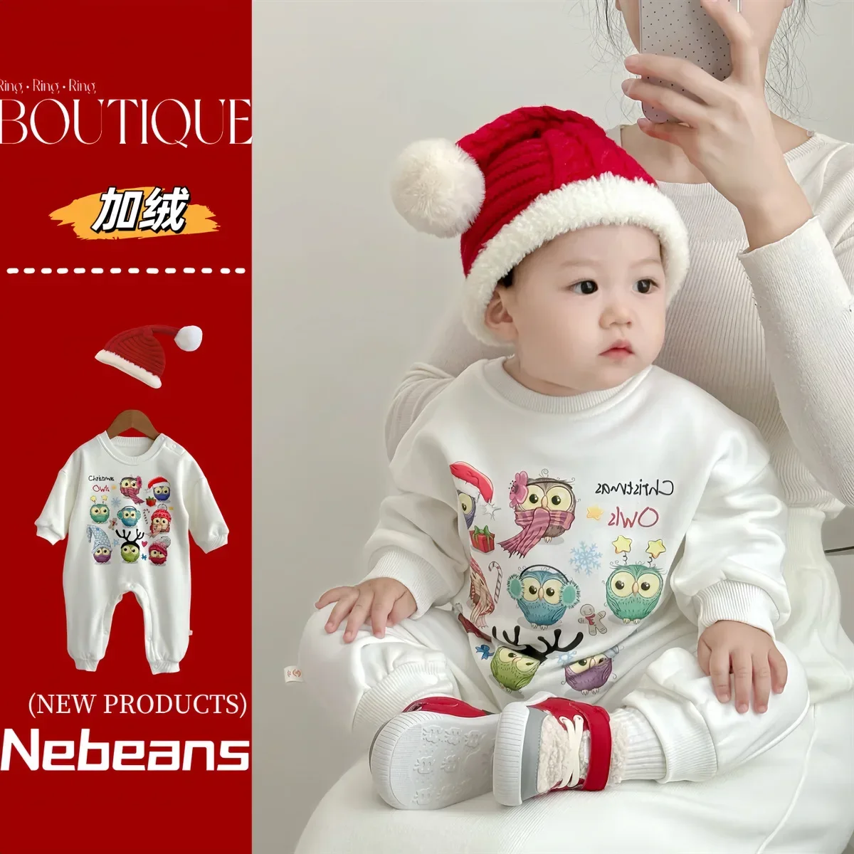 

Infant Newborn First Christmas Rompers Baby Boys Girls Cotton Bodysuit Born Crawling Long Sleeve Jumpsuits Festival Party Gifts