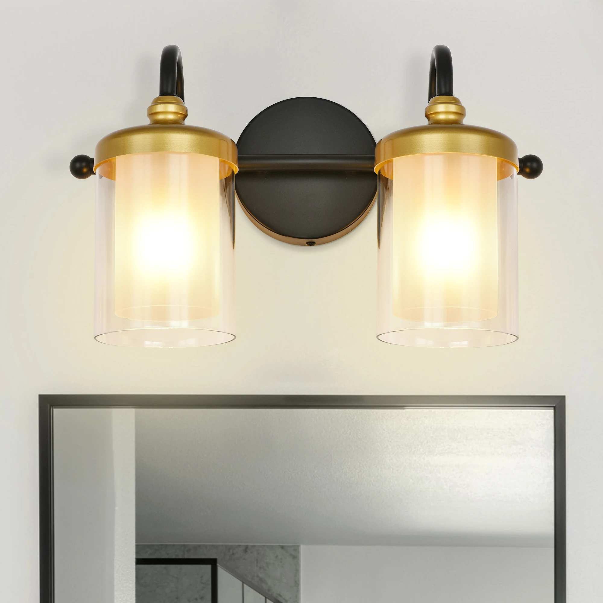 Modern Bathroom Vanity Light Fixture,2-Light Bathroom Light Fixture Over Mirror Sconces Wall Lighting with Lampshade for hallway