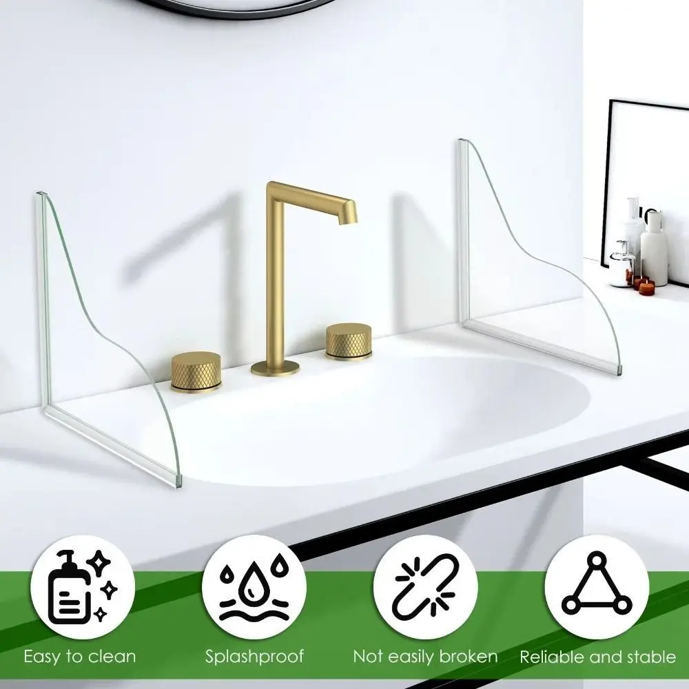 

Acrylic Bathtub Splash Guard Transparent Easy Install Sink Splash Cover Waterproof Self-Adhesive Water Baffle Plate Shower