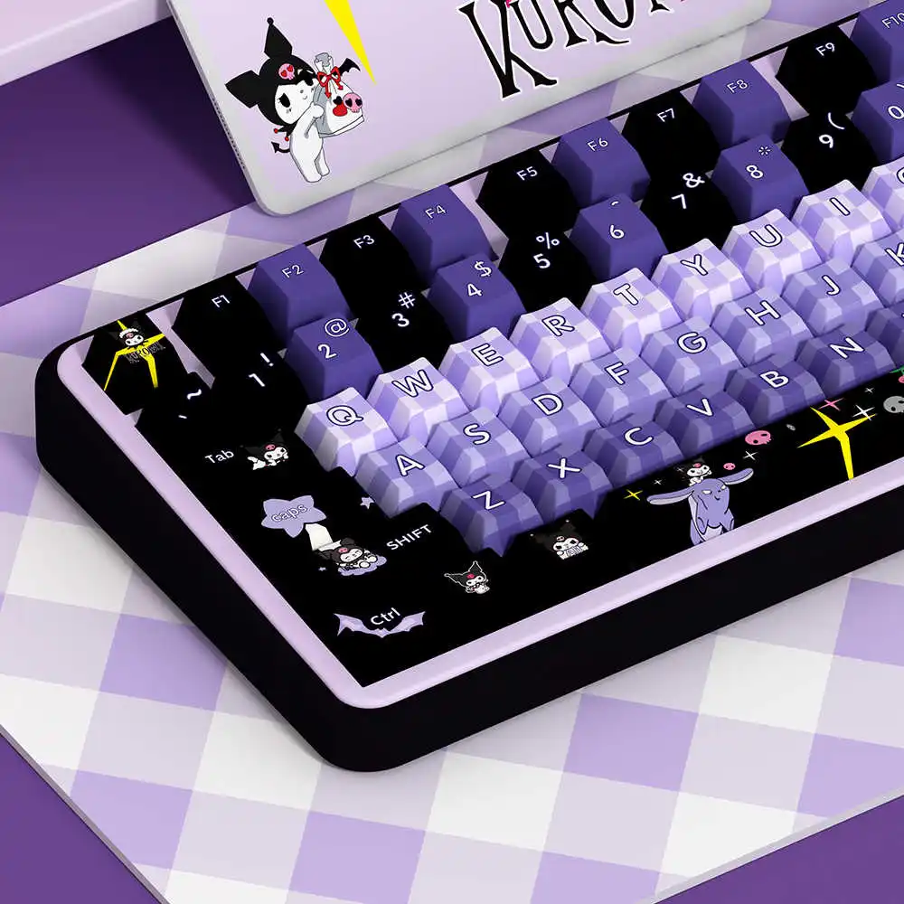 Teclas de dibujos animados de Anime Sanrio Kurumi, perfil de cereza, sublimación térmica PBT, interruptor MX, teclas de teclado mecánico para juegos