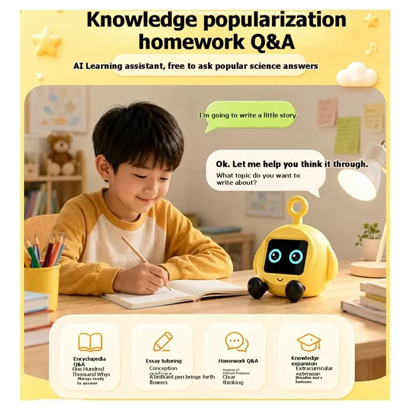ABUG-AI Companion Robot AI Companion Smart Clock Cute Alarm Clock That Offers Learning Support And Companionship For Children