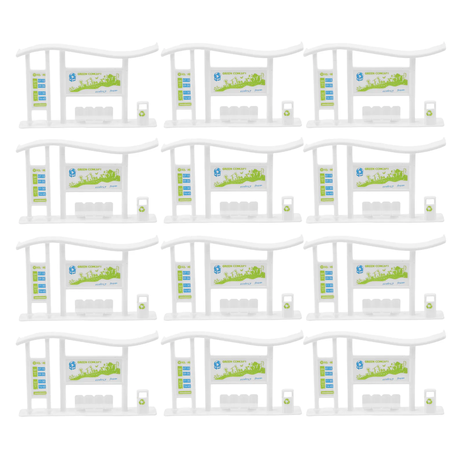 

20Pcs Realistic Miniature Urban Bus Station Prop Detailed City Bus Stop Decor for Railway Layouts Dollhouse Landscaping