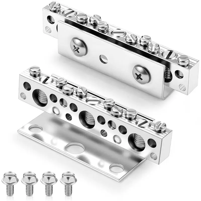 ABYP Ground Bus Bar 11 Terminal, No 14-6 Small& 14-1/0 Large 2 Pack Ground Bar Kit Opening